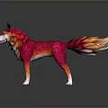 Colorful Fantasy Fox Game Movie Character With Pink Orange Fur Green Eyes And Black Ears
