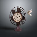 Vintage Electric Fan With Retro Clock Design And White Dove Decoration