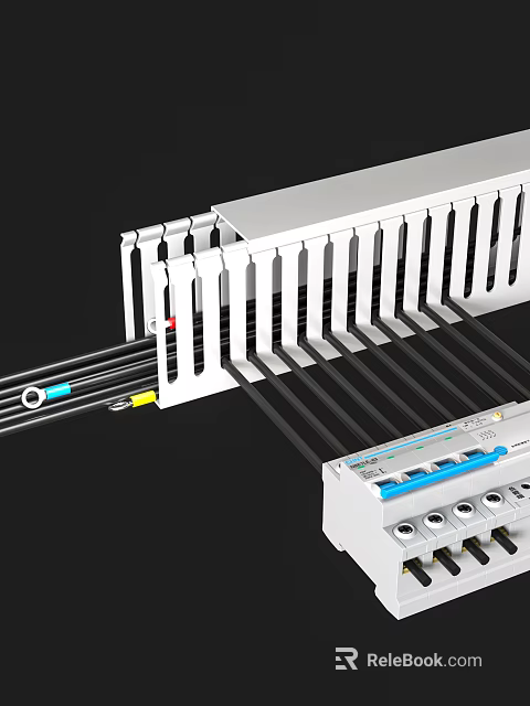 Switch Panel With Internal Wires And Components For Electrical Installation 3d model 