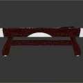 Classic Wooden Billiard Table With Red Felt Surface Colored Balls And Cue Stick
