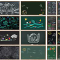 Chalkboard Wall Hangings With Kids' Hand Drawn Art And Various Decorative Designs