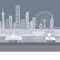 Urban Sand Table Model With City Skyscrapers Ferris Wheel And Display Stand