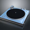 Modern Sleek Turntable Electronic Audio Equipment With Black Platter And Silver Body 3d model