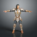 A Man Wearing Metallic Armor With Golden Chest Plate And Outstretched Arms