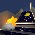 Starry Night Themed Photo Check In Spot With Moon Stars And Cloud Decorations