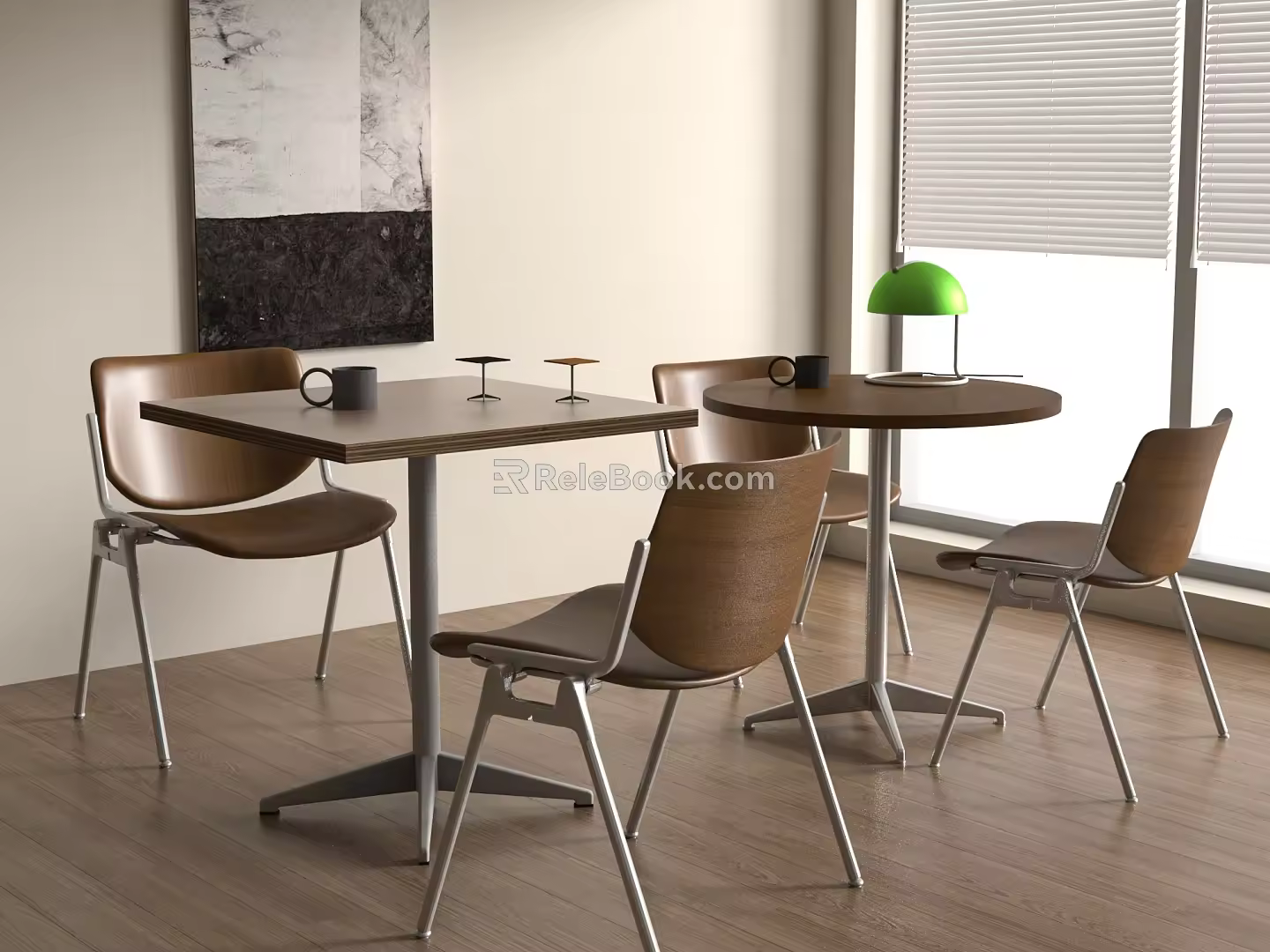Ancient Chinese Negotiation Table Square Table Negotiation Table Square Table Solid Wood Metal Table Stainless Steel Solid Wood Square Table Coffee Table Leisure Table 3d model