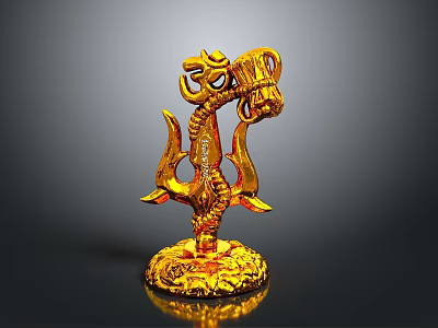 Golden Dragon Shaped Home Decorative Ornament With Intricate Base Design 3d model