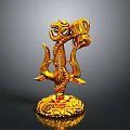Golden Dragon Shaped Home Decorative Ornament With Intricate Base Design