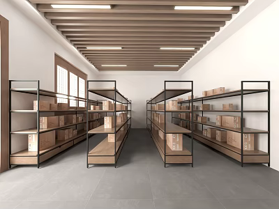 modern warehouse shelf 3d model