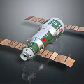 Green And White Spacecraft With Deployed Solar Panels And Red Markings