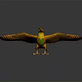 Vibrant Colorful Bird Figurine with Spread Wings and Detailed Feathers on Dark Background