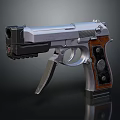 Vintage Metal Pistol With Wooden Grip And Classic Firearm Design Details