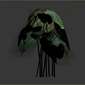Lush Green Plant With Large Leaves Prominent Veins And Slender Stems
