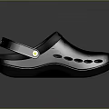 Shiny Dark Clogs With Yellow Perforations Gray Strap Black Sole And Green Inner 3d model
