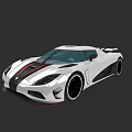 White Sports Car With Black Stripes Black Alloy Wheels And Sleek Aerodynamic Design