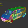 minibus minibus minivan driverless bus bus school bus van box car 3d model