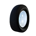 Car Tire With White Wheel Rim And Metal Bolts Spare Parts