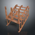 Detailed Unfinished Wooden Frame Structure With Multi Layered Support Beams And Brackets