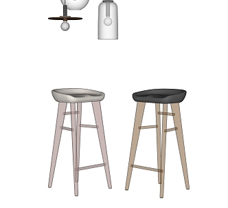 Modern Bar Stool Bar Chair Bar Chair Combination Wooden Bar Chair 3d model