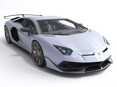 Sleek Silver Supercar With Aerodynamic Body Black Wheels Blue Headlights And Rear Spoiler 3d model