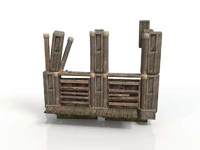 Detailed Rustic Wooden Structure 3D Model With Platform Railings And Planks 3d model