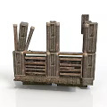 Detailed Rustic Wooden Structure 3D Model With Platform Railings And Planks