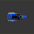 Modern Blue Motorcycle With Sidecar Chrome Parts And Leather Seats On Reflective Surface
