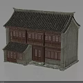 Traditional Chinese Architecture Two Story Structure With Tile Roof And Wooden Windows