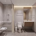 Public Restroom Handicap Accessible Design With Grab Bars Shower Toilet Sink Mirror And Tile Walls
