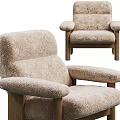 Cozy Beige Plush Accent Chair with Wooden Frame and Soft Upholstery