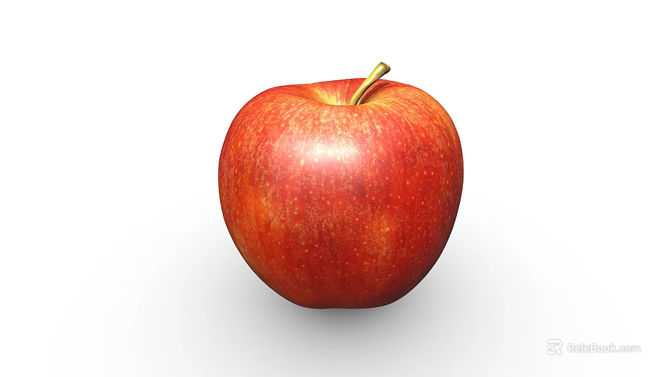 Juicy Ripe Red Apple With Smooth Shiny Skin And Green Stem 3d model 