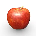 Juicy Ripe Red Apple With Smooth Shiny Skin And Green Stem