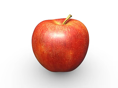 Juicy Ripe Red Apple With Smooth Shiny Skin And Green Stem 3d model