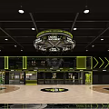 Modern Basketball Gym Interior With Wooden Court Floor Suspended Scoreboard And LED Lighting