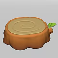Arbor Stump Ornament With Orange Base Yellow Circular Top And Green Leaf