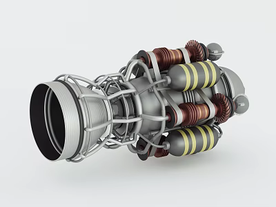 Mechanical Engine Featuring Metallic Coils Yellow Black Stripes Industrial Pipes And Detailed Design 3d model