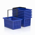 Blue Plastic Commercial Shopping Baskets With Black Handles And Stackable Design