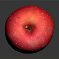 Fresh Shiny Red Apple With White Spots On Dark Reflective Surface