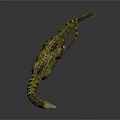 Green Spotted Dinosaur With Spiked Back And Horned Head Standing On Gray Background