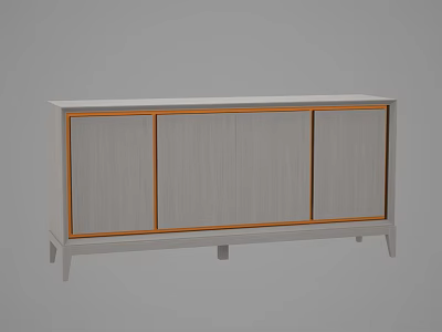 Modern Gray Sideboard With Orange Trim Sleek Lines And Slender Legs 3d model