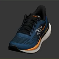 Lightweight Blue Running Shoes with Orange Accents Black Laces and Spark Logo