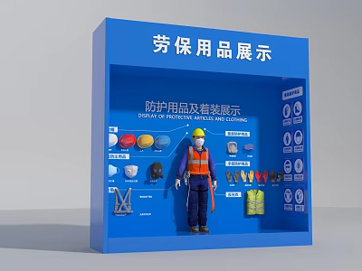 Industrial Park Labor Protection Products Display With Safety Helmets And Protective Gear 3d model