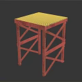 Wooden Table with Rustic Plank Top and Cross Leg Structure in Industrial Design Style