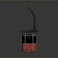 Vintage Red And Black Cable Car Model With Metal Ladder Grid Platform And Glass Windows