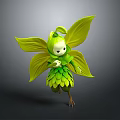Cute Small Green Leaf Winged Creature With Floral Body And Delicate Features 3d model