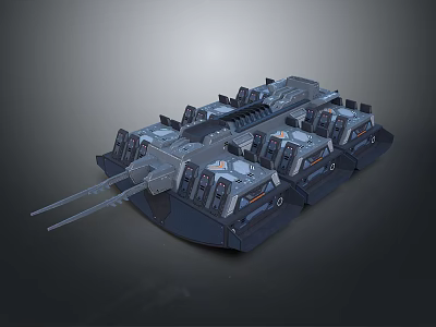 Futuristic Armored Tank With Multiple Cannons And Complex Structure 3d model