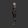 Woman in Detailed Fantasy Warrior Armor with Red Hilted Sword