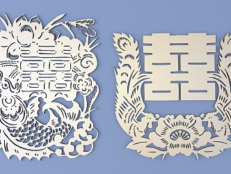 Chinese Happy Character Paper-cut Carved Hollow Carved 3d model