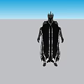 Man Wearing Spiked Crown Black Cloak With White Trimmed Edges And Metallic Armored Arms
