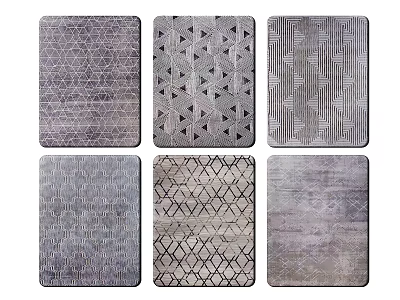 Stylish Gray Decorative Pillows With Various Geometric Patterns For Home Sofa Decoration 3d model